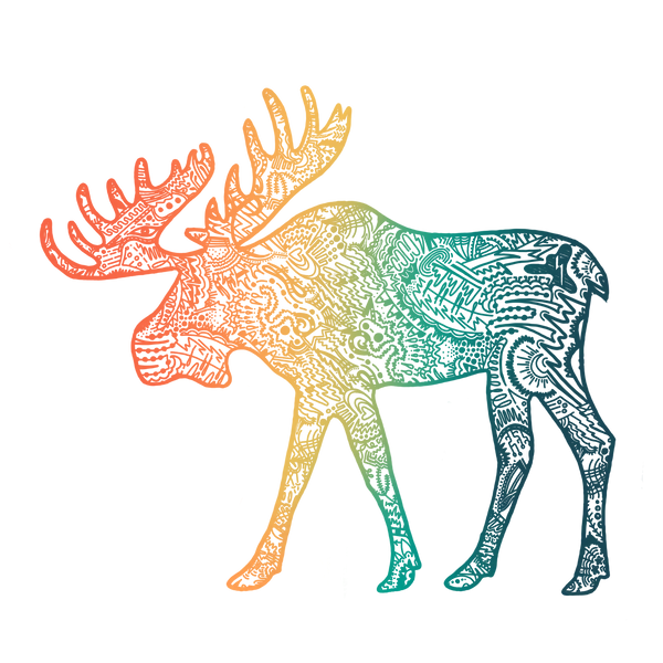 Rainbow Moose Premium Pillow