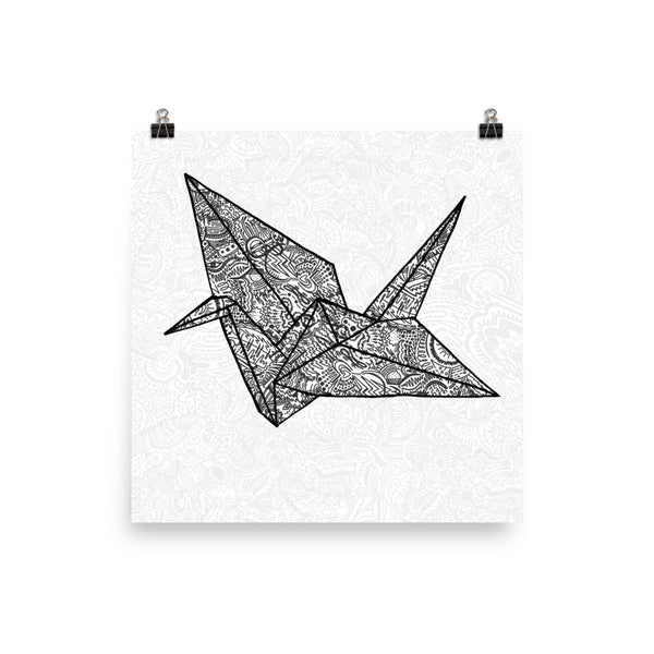 Paper Crane Zentangle Print