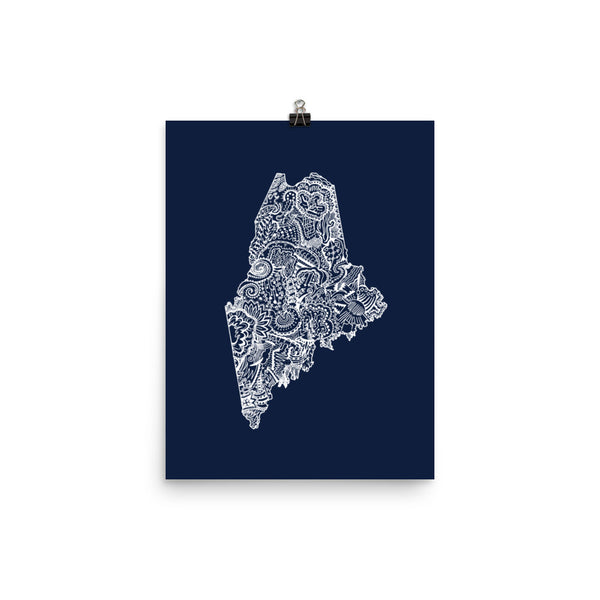 Maine State Print - Navy