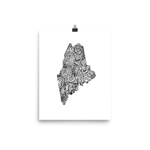 Maine State Print - White