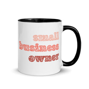 Small Business Owner Mug with Color Inside - Peach Lettering