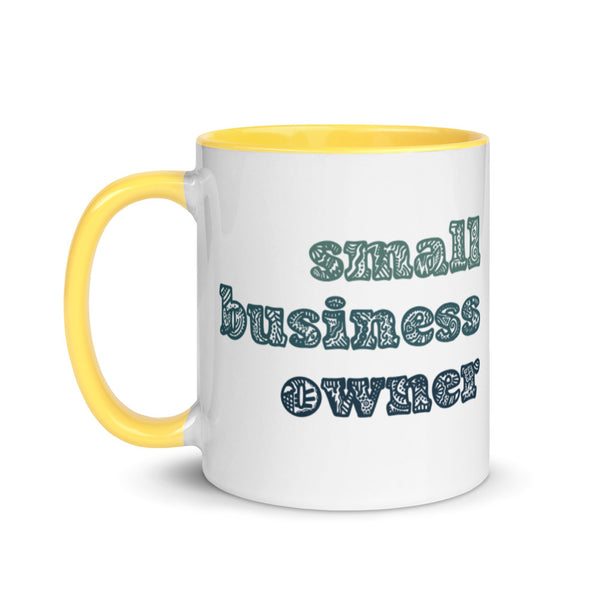 Small Business Owner Mug with Color Inside - Teal Lettering
